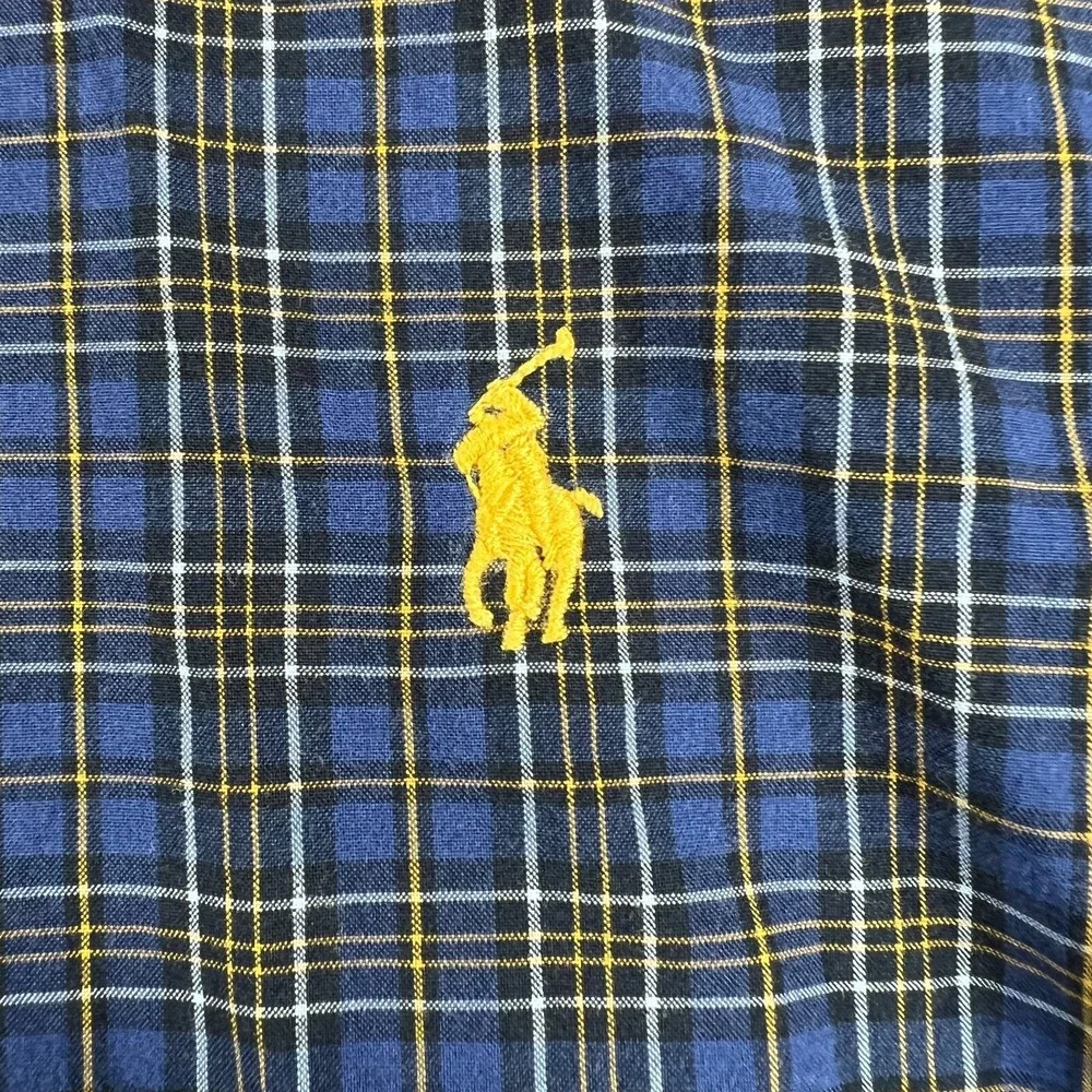 Ralph Lauren Shirt Youth Boys XL Extra Large Blue Plaid Long Sleeve Button Down‎